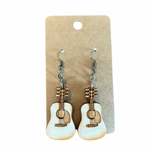 Wooden Guitar Earrings