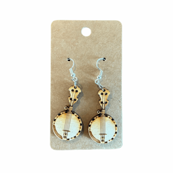 Wooden Banjo Earrings