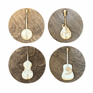 Wooden Instrument Coasters, Dark Brown