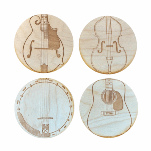 Wooden Instrument Coasters, Light Brown