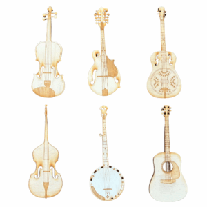 Wooden Instrument Magnets, Set of 6