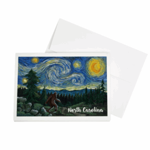 Bigfoot Starry Night Greeting Card