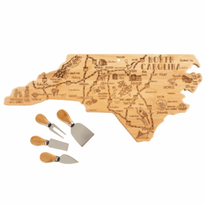 North Carolina Cutting Board w/ Engraved Artwork & Cheese Tool Set
