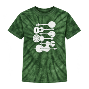 Bluegrass Instrument T-Shirt, Green Tie-Dye