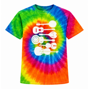 Bluegrass Instrument Shirt, Rainbow Tie-Dye